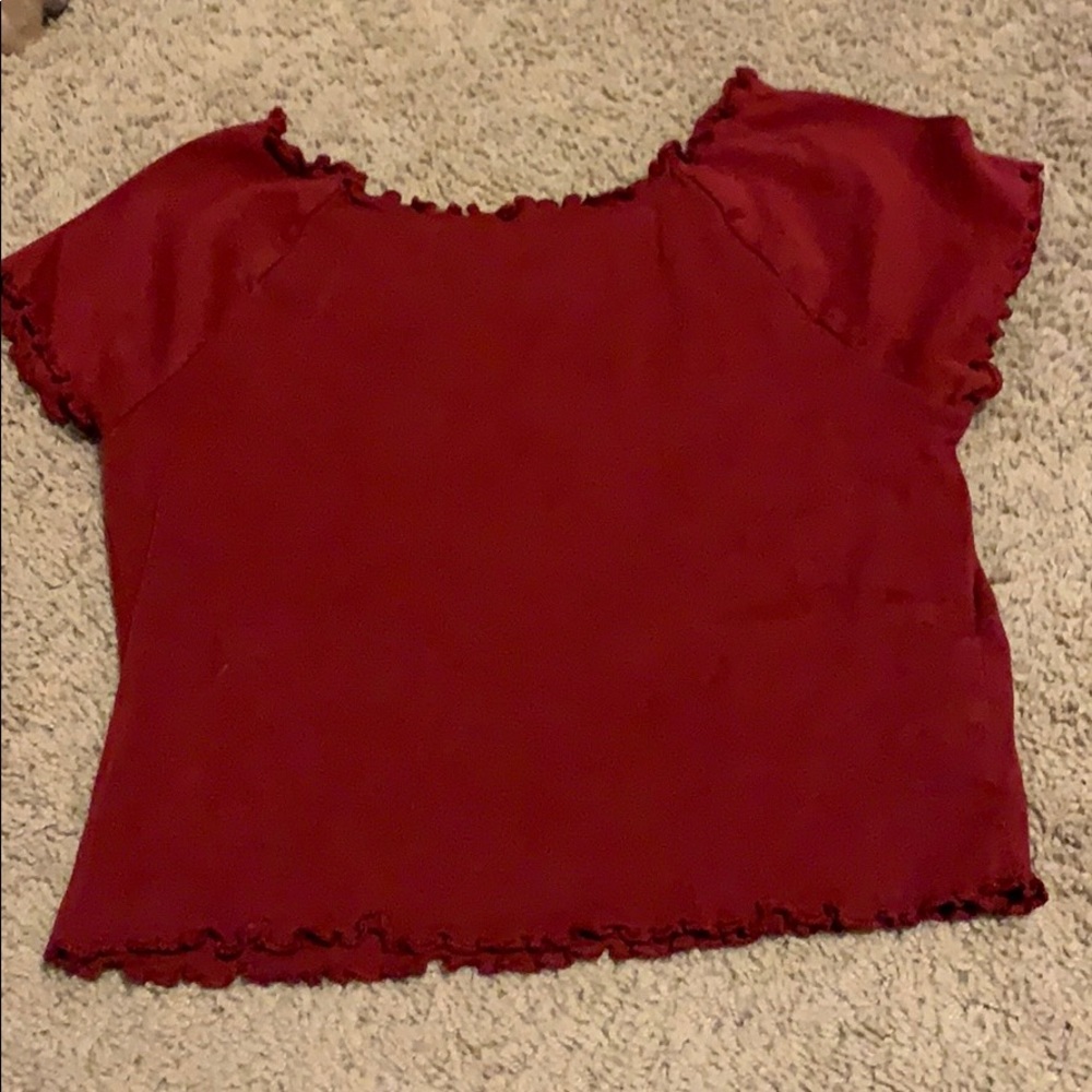 Red frilly crop top